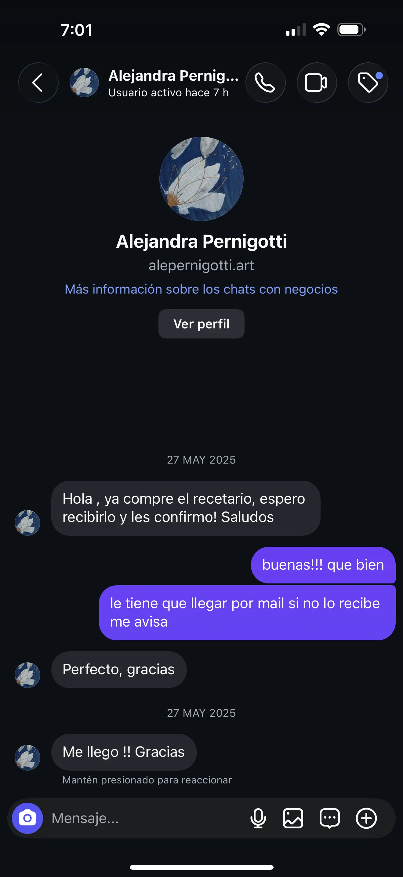 Testimonio de clienta